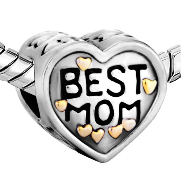Pugster Jewelry - Pugster Best Mom Heart Charm - Fits Pandora